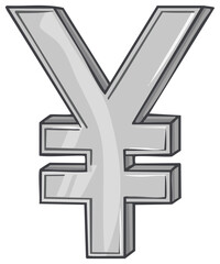 Fototapeta premium Shiny Silver Yen Currency Symbol With Three Dimensional Metallic Appearance