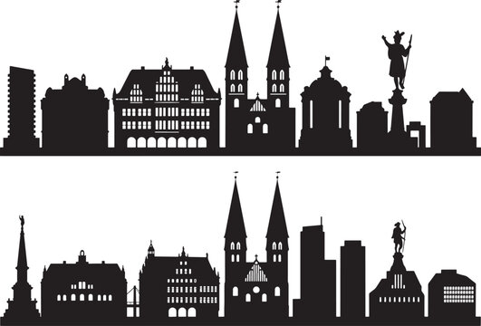 Aachen skyline silhouette vector art