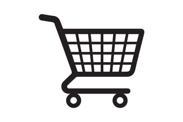shopping cart icon black silhouette isolated on white background