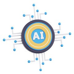 Artificial Intelligent Chip 3D Icon