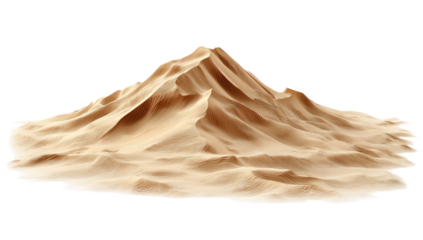 Beige sand dune mountain.  3D rendered, isolated