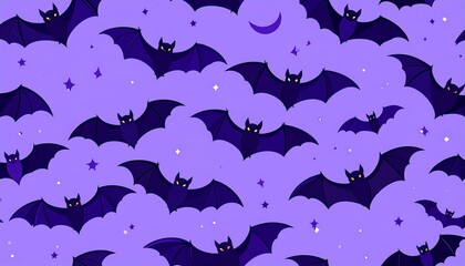 Purple bat pattern with stars and moon