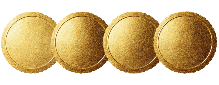 Row of four gold circular medallions
