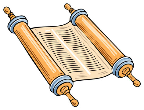 cartoon scroll with wooden rollers clip art preview