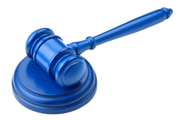 Blue Wooden Gavel isolated on transparent background
