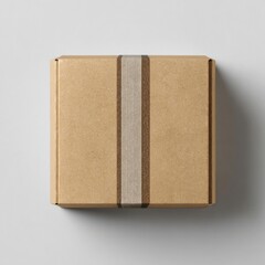 Brown gift box with a simple ribbon on a clean surface, perfect for packaging presents or promotional items