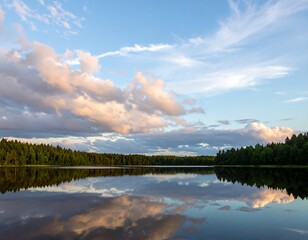 Peaceful lake at sunset