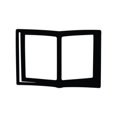 Black and White Illustration of an Open Book with Empty Pages Ready