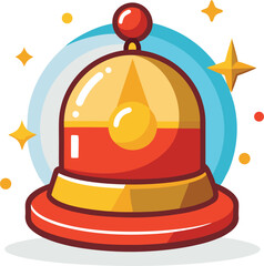 Fototapeta premium A 3d gold vector illustration of a retro rocket and hotel bell symbol designed as a business web icon sign for computer service