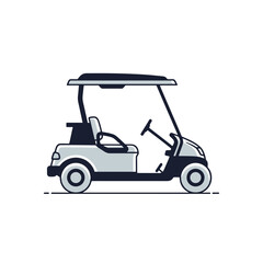 Minimalist Golf Cart Illustration Depicting Recreational Transport and Course Mobility, Ideal for Golfing Websites, Sport-Related Designs, or Leisure Activity Graphics.