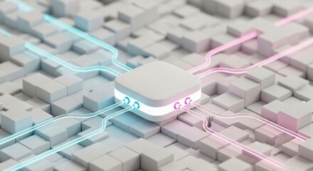 Modern Digital Technology Concept With Abstract Glowing Data Transfer Design