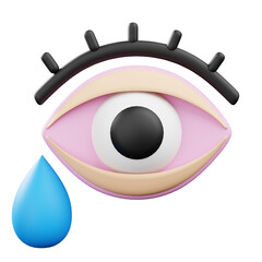 3D Rendered Sad Crying Eye Tear Emoji Expression Graphic Element