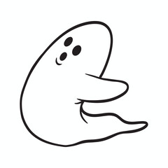 Halloween Scary Ghost Hand Drawn Illustration in Doodle Vector Style