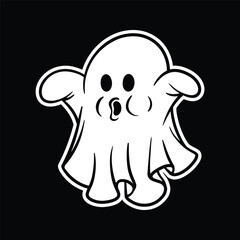 Halloween Ghost Hand Drawn Illustration Doodle Vector for Poster and Print