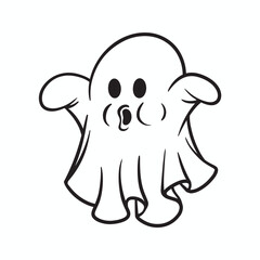 Simple Halloween Ghost Doodle Hand Drawn Vector Cartoon