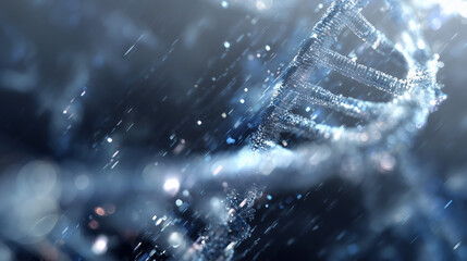 Abstract representation of DNA structure in blue tones with depth  