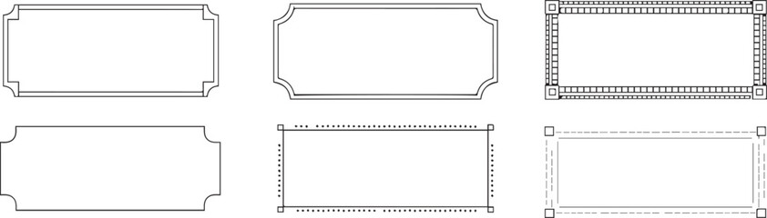 Obraz premium Vector Set of Horizontal Rectangle Labels and Decorative Frames
