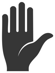 Obraz premium Dark Gray Hand Open Symbol Raising Palm in Stop Gesture Concept Silhouette Icon