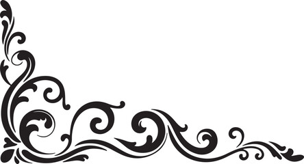 Fototapeta premium Black and white decorative corner design silhouette