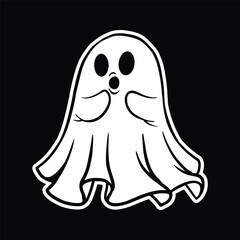 Halloween Ghost Illustration Cartoon Style Hand Drawn Vector