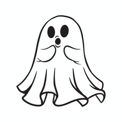 Halloween Ghost Illustration Cartoon Style Hand Drawn Vector Design