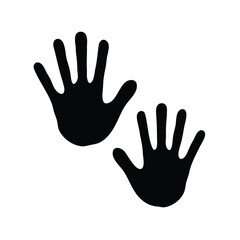 Obraz premium Two Black Handprints on White Background Representing Children or Unity Concept