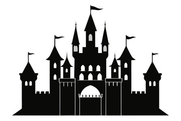 Obraz premium Castle in the night vector illustration