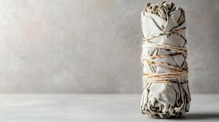 White Sage Smudge Stick on Grey Background