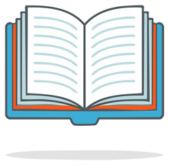 Open Book With Lined Pages and Blue Cover Illustration