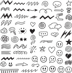 Hand Drawn Scribble Doodle Shapes – Abstract Line Art, Brush Stroke Elements and Sketch Design Bundle