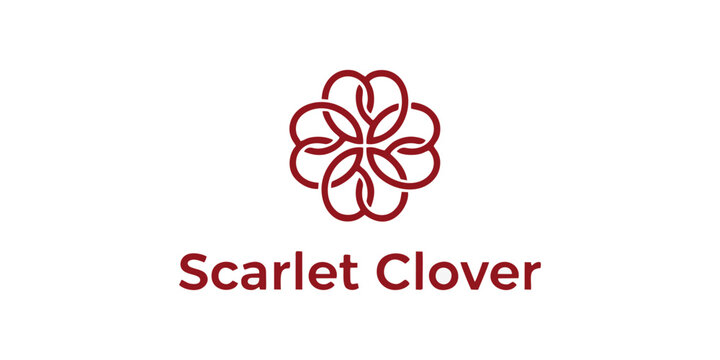 Elegant scarlet clover logo for a modern brand design identity or company branding, perfect for health, wellness, or beauty focused businesses