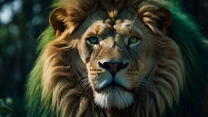 A beautiful Portrait of an Ornate Green Lion