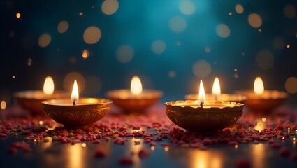 diwali background with oil lamp 