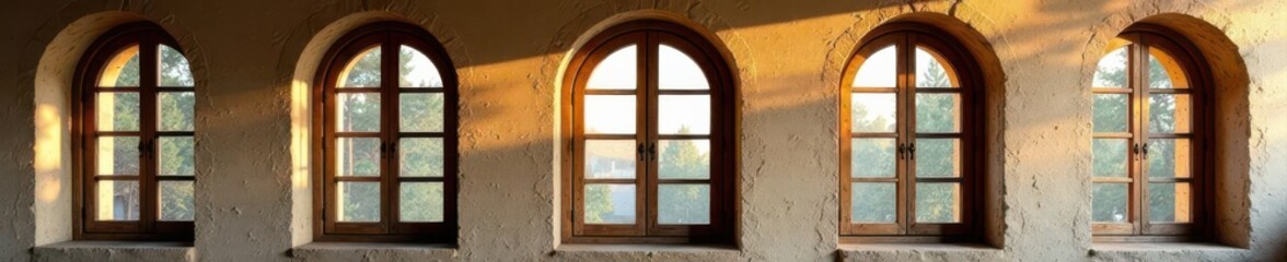 Rustic arched wooden windows, various sizes & styles Vintage charm , exterior, vintage