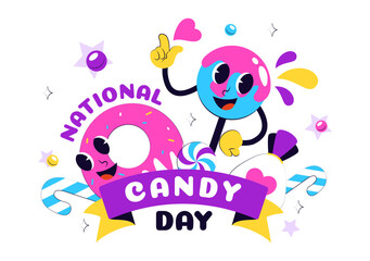 National Candy Day Vector Illustration on November 4, featuring Colorful Candies, Lollipops, and Sweets in a Fun Flat Style Cartoon Background