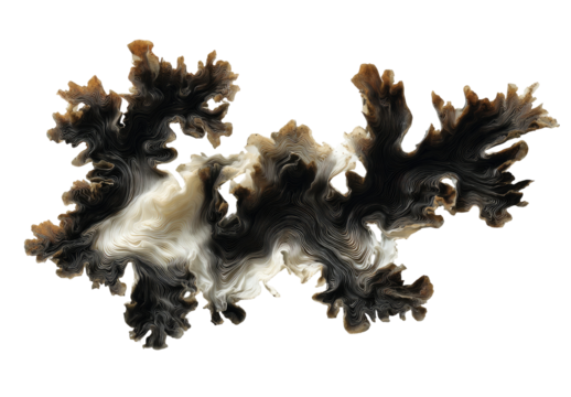 Abstract organic shapes in shades of brown, beige, and white, outlined in a contrasting color - Powered by Adobe