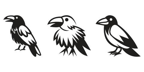 Crows silhouette vector set artwork illustration