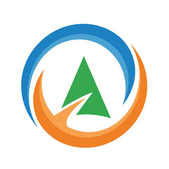 Obraz premium Abstract logo design featuring a stylized tree within circular shapes, symbolizing growth and nature