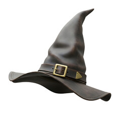 Classic Wizard Hat with Buckle and Leather Strap: Mystical Headwear for Fantasy and Halloween Themes