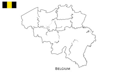 Obraz premium Simple black and white map of Belgium