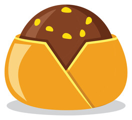 Marron Glacé, Candied Chestnut Treat in Golden Wrapper, Sweet Dessert Icon