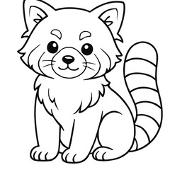 A red panda illustration vector style coloring page