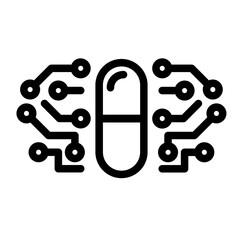 Smart Pill with Circuit Technology line icon, modern outline vector for social media, app, and digital technology concept.
