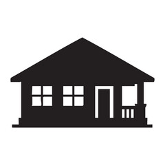 Silhouette of a Charming House with Windows and a Porch Design for Real Estate and Home Decor Concepts