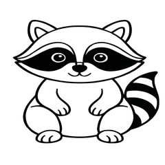 A racoon illustration vector style coloring page 