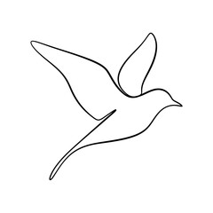 Obraz premium Elegant silhouette of a bird in flight, symbolizing freedom against a minimalist white background