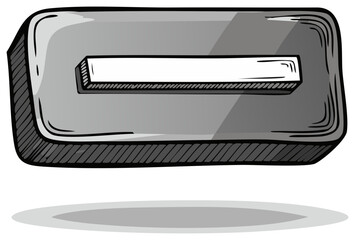Stylized gray rectangular object with prominent white slot in cartoon doodle style illustration