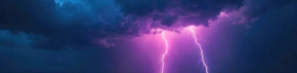 A dramatic storm cloudscape with a vivid, forked lightning bolt arcing across the frame, illuminating the dark sky  Perfect for weather, nature, and power imagery ,  fierce,  nature,  sky