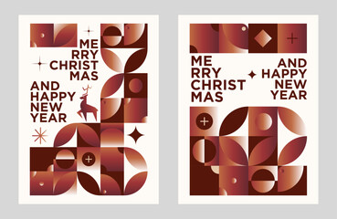 Merry Christmas And Happy New Year Vibrant Abstract Minimalist Geometric Gradient Poster Design Collection
