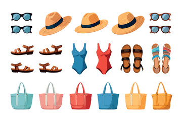 vector set of summer Icone 